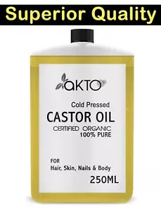 AKTO 100% Cold Pressed Pure Castor Oil for Hair, Skin, Nails, Body 250ml - Picture 1 of 1