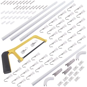 Ceiling Curtain Track Kit 6-18ft Rail w/ Corner Connectors, Hooks, Brackets - Picture 1 of 47