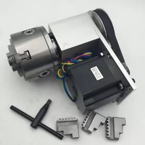 Rotary Axis 4th Axis Router Dividing Head 3 Jaw 100mm Chuck NEMA34 Stepper Motor - Picture 1 of 7