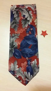 417 VAN HEUSEN ROT BLAU GEBLÜMT BLATT EICHEL SEIDE HERRENKRAWATTE KOSTENLOSER VERSAND   - Bild 1 von 3