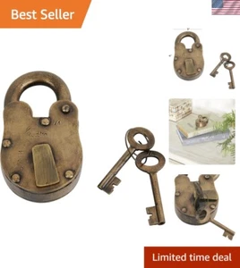 "Cerradura y llave de latón de inspiración antigua, 3"" x 4"" - Acento casero vintage perfecto" - Imagen 1 de 8