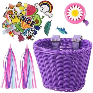 Kids Bike Basket Girls Bike Basket Kids Bicycle Basket for Girls (1 Bike Bell... - Picture 1 of 6