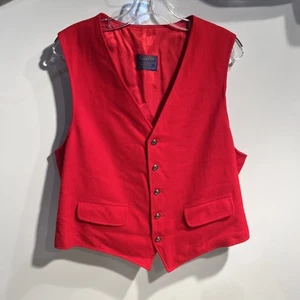 VTG Pendleton Vest 100% Pure Virgin Wool Red Men L Lined USA - Picture 1 of 4