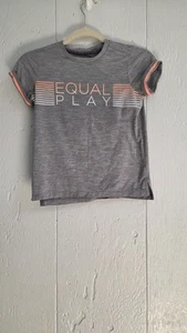 Athleta Girl Shirt Girls M 8-10 Gray Short Sleeve Athletic Gym Equal Play - Picture 1 of 8
