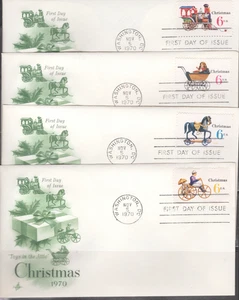 1970 FDC 4er Set - Scott # 1415-18 - Weihnachtsausgaben - Kunsthandwerk Gütesiegel - Bild 1 von 1