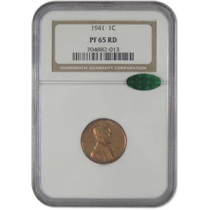 1941 Lincoln Wheat Cent PF 65 RD NGC CAC Penny Proof 1c Coin - Picture 1 of 4