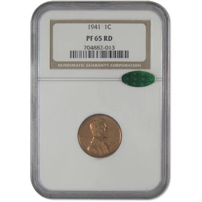 1941 Lincoln Wheat Cent PF 65 RD NGC CAC Penny Proof 1c Coin - Image 1 of 4