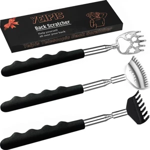 3 Pack Different Back Scratcher Metal Portable Telescoping with Rubber Handles,  - Picture 1 of 9