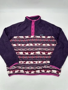 Lands End lila Ski Festival abstrakt Pullover 1/4 Hals Fleecepullover 18 XL - Bild 1 von 4