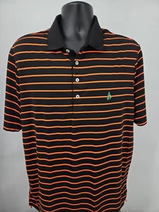 RLX Ralph Lauren Polo Golf Shirt XL Black Orange Stripe Golfing Performance Men - Picture 1 of 16