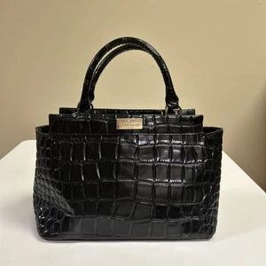 Kate Spade New York Ridgely Ave Becky Umhängetasche schwarz Kroko-Prägung Leder schön - Bild 1 von 14