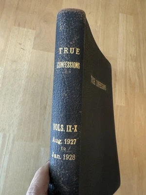 *RARE* True Confessions Bound Aug 1927 - Jan 1928 PULP Vols IX-X Vintage Leather - Image 1 of 4