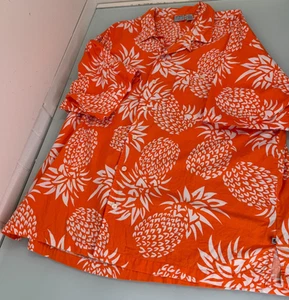 Vintage Ocean Pacific Hawaiian Shirt Men's XL Loop Collar Orange Pineapple - Picture 1 of 7