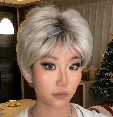Wigyy Pixie Cut Full Cap Wig Platinum Blond & Dark Brown Roots - Image 1 of 4