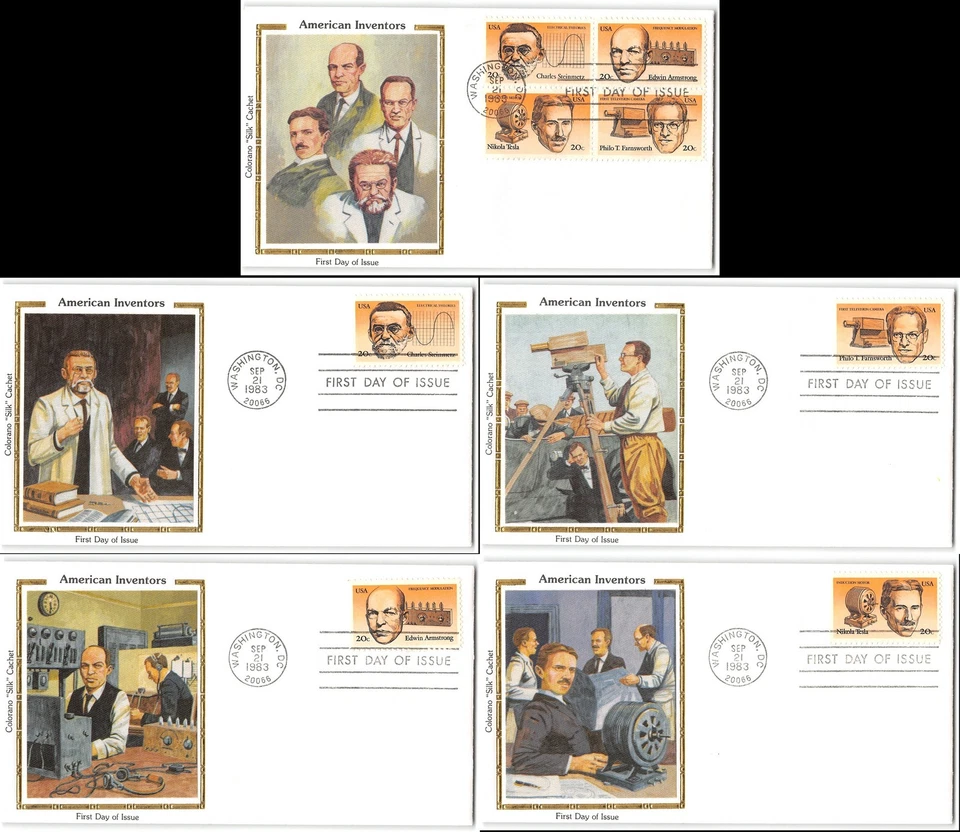 US #2055-8, 2058a FDC, 1983, Colorano Silk Cachet, set of 5 - Image 1 of 1