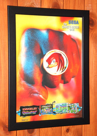 Knuckles' Chaotix Sega 32X Old Rare Promo Small Poster / Ad Page Framed