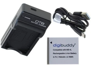 OTB Akkuladestation mit USB-C Anschluß  für Canon NB-4L / NB-5L + Digibuddy Akku - Bild 1 von 1