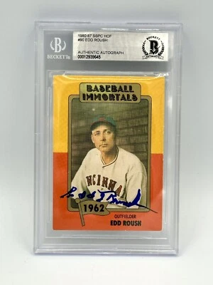 BECKETT BGS Authentic Edd Roush Autograph Auto 1980 Baseball Immortals #90 Reds - Image 1 of 4