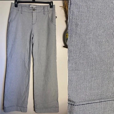 Nuevo Pantalón Pantalón Pierna Ancha Merona Rayas Azul Marino Talla 8 Ajuste Contorno Foto 1 de 4