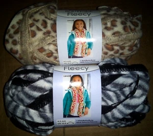 Lot of 2 NOS RED HEART BOUTIQUE Fleecy Leopard & Zebra YARNS SKEINS 13 Yards Ech - Picture 1 of 5