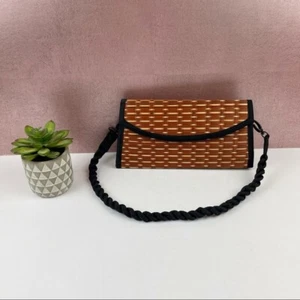 Baskets Of Cambodia Handmade Brown Black Woven Straw Style Purse Handbag Women - Picture 1 of 9