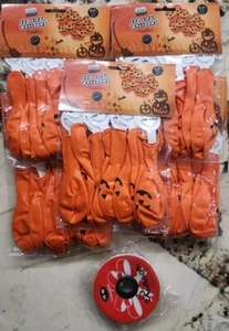 50 Halloween LED Kürbis Luftballons mit Band - Party Deko Paket - Bild 1 von 7
