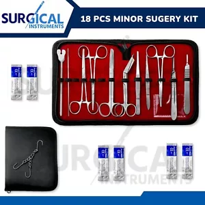 18 Pcs Minor Surgery Set Surgical Instruments Kit Stainless Steel German Grade - Picture 1 of 9