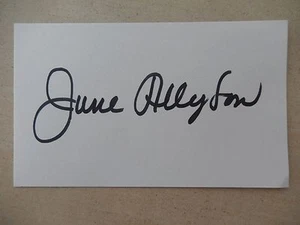 Tarjeta índice autografiada de 3" X 5" de June Allyson - Imagen 1 de 2