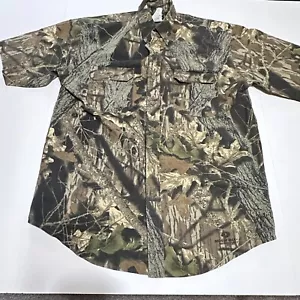 Mossy Oak Camo Break-Up Short Sleeve Vented Button Up Shirt 2 Pockets Size L - Picture 1 of 6