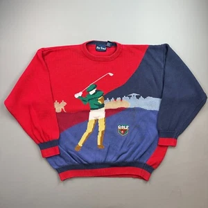 Vintage Par Four Sweater Mens 2XL Red Golf Heavyweight Knit Crewneck Pullover - Picture 1 of 16