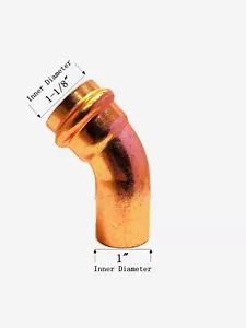 Libra Supply 1 inch, 1'' 45 Degree Press Copper Street Elbow, FTG x P, 5pcs - Picture 1 of 4