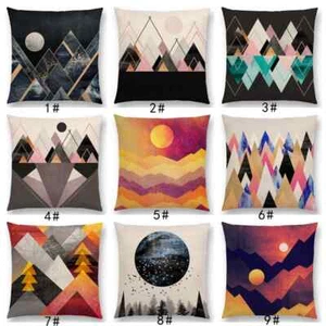 Sunrise And Moon Dreamy Peaks Colorful Mountains Abstract Triangle Cushion Cover - Picture 1 of 49