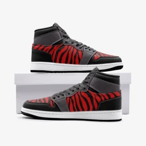 Elliz Red Zebra Print Unisex Basketball Retro Sneaker TR Schuhe Neu - Bild 1 von 6