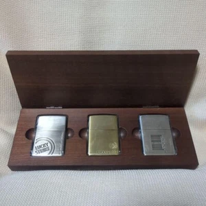 Zippo Lucky Strike 2005 Limited Edition Oil Lighter Set of 3 w/ Wooden Box JAPAN - Picture 1 of 6
