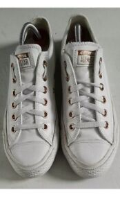 Womens Converse All Star White and Rose Gold Leather Sneakers UK 7
