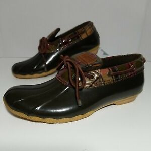 Sperry Women's Top-Sider size 7.5 9045436 F11-CH373 Plaid Rubber Duck Boot Shoe