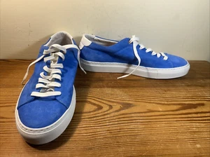 Good Man Brand Edge Suede Sneakers Men US 9 Blue Leather Made in Italy - Picture 1 of 11