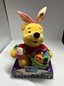 Vintage Winnie the Pooh Easter Plush Basket Piglet Tigger Bunny 1999 NOS 90s - Picture 1 of 4