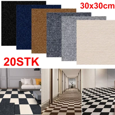 20x Teppichfliese Teppiche 30x30cm Selbstliegend Bodenbelag Teppichboden Fliesen - Bild 1 von 4