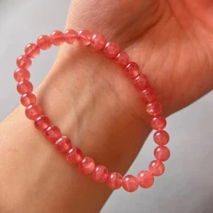 Natural Argentina Rose Rhodochrosite Gemstone Crystal Round Beads Bracelet 6mm - Bild 1 von 8