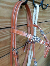 Showman Leather Futurity Knot Headstall Rawhide Show BOSAL & Cotton Mecate Rein