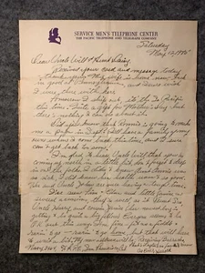 WWII U.S. Soldier Letter from California Barracks to Florida Family 1945 - Picture 1 of 3