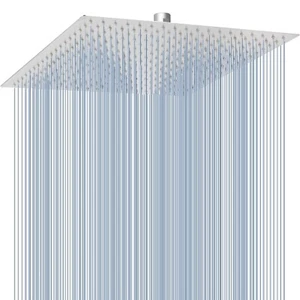 Rainfall Shower Head Brushed Nickel 12 Inch Square Stainless Steel High Pressure - Picture 1 of 8