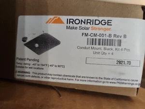 IronRidge FM-CM-001-B Rev B Conduit Mount Kit 4 Pcs Black - Picture 1 of 9