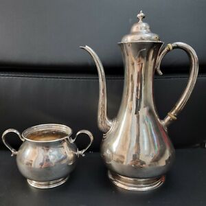 Antique Tiffany & Co Makers Sterling Silver Persian Style Coffee Pot+Sugar Bowl 