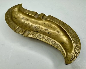 Vintage Hand Etched Solid Brass Lazy-S Ashtray 6" Long - Picture 1 of 9