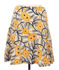 Falda floral viscosa de lino Ann Taylor Factory para mujer talla 14 forrada amarillo tostado - Imagen 1 de 10