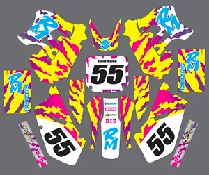 Decals for Suzuki RM250 RM 125 250 GRAPHICS 1996-1998 stickers old school custom - Foto 1 di 1