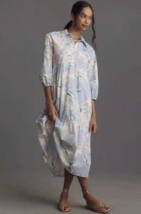 Anthropologie The Bettina Tiered Shirt Dress Eyelet Edition by Maeve Size M - Picture 1 of 8