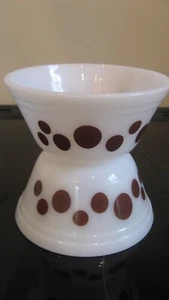 Vintage 60s Federal Milk Glass Brown Dot Mixing Bowls 5 Inch Set Of 2 MCM - Picture 1 of 9